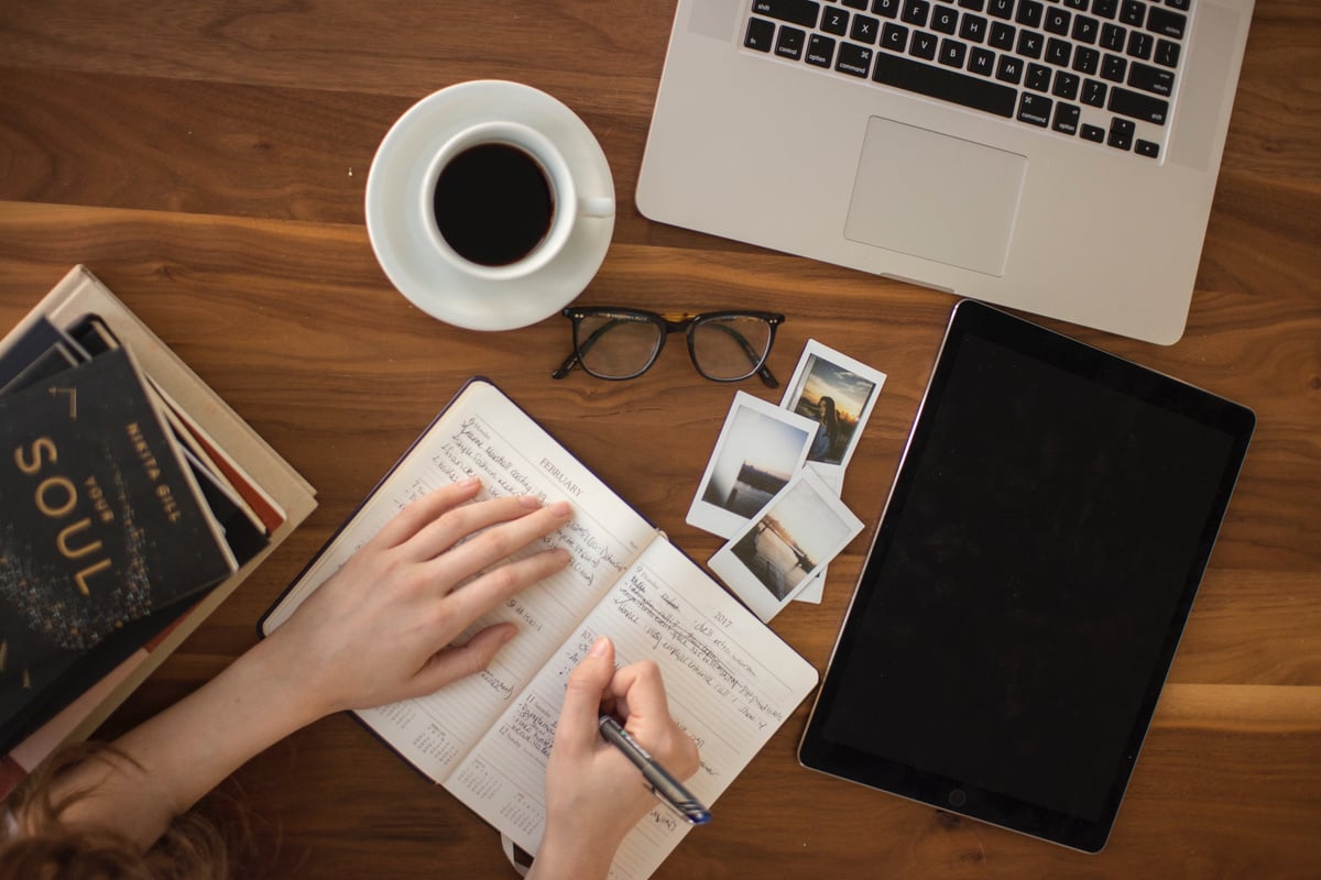 Hand Writing on Notebook Flat Lay